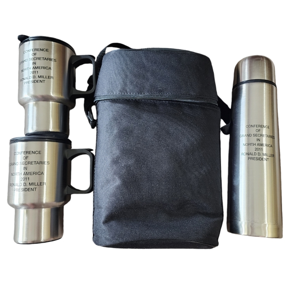 Travel Thermos and 2 Mugs Set